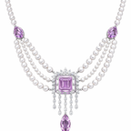 2.97 Carat Amethyst & Diamond Pearl Necklace in White Gold | Luxury Statement Piece | Saleh Sallom-Saleh Sallom