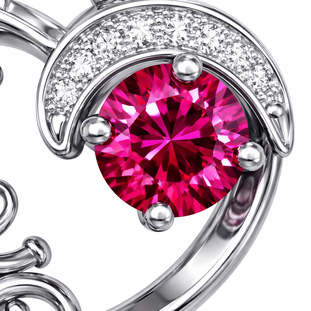 Pink Gemstone & Diamond “Love” Heart Necklace in White Gold | 3.42 Carat | Saleh Sallom-Saleh Sallom