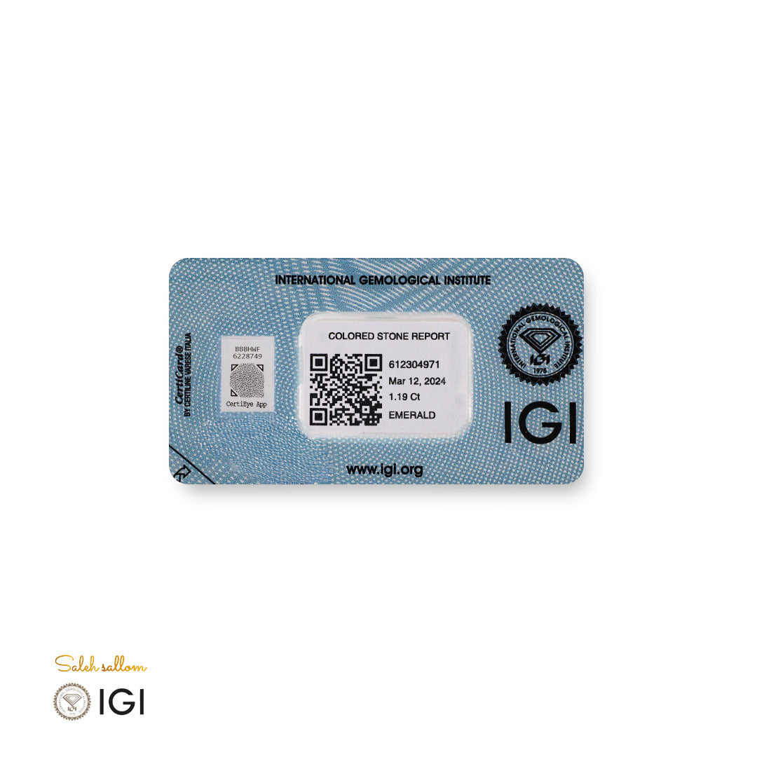 Natural Emerald – Certified by IGI | 1.19 Carats | Report No. 612304971