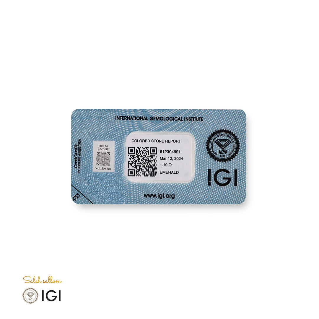 Natural Emerald – Certified by IGI | 1.19 Carats | Report No. 612304991