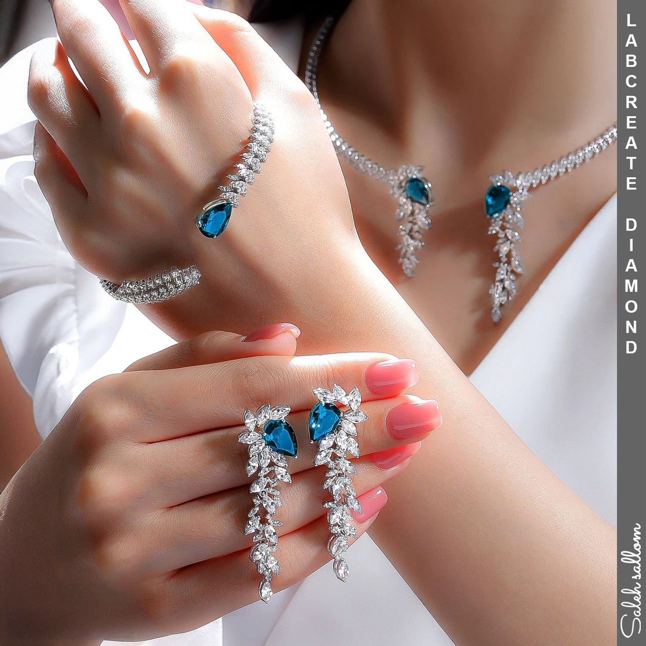 Saleh Sallom | Lab Created Diamond jewelry Set with Gemstone | 10 CT