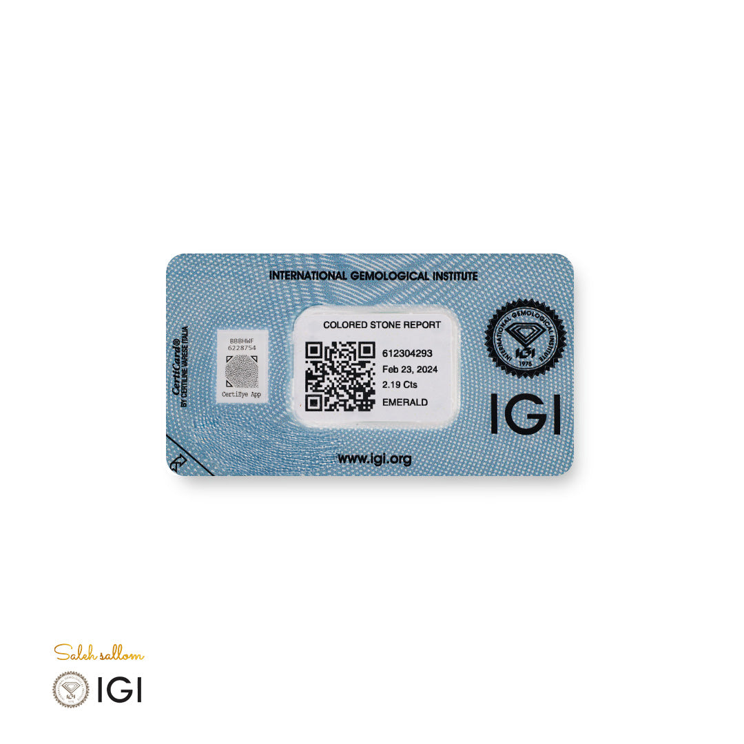 Natural Emerald – Certified by IGI | 2.19 Carats | Report No. 612304293