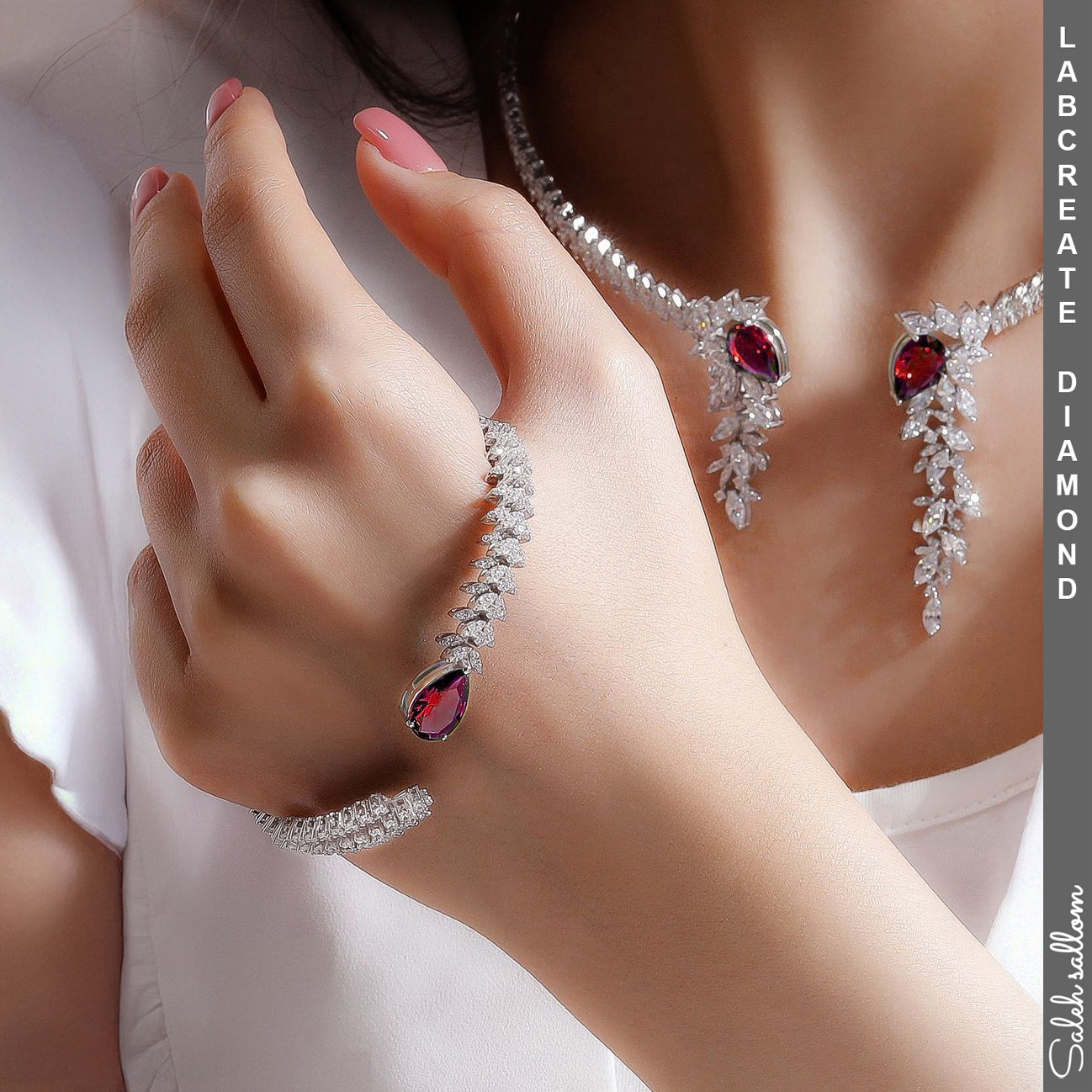 Saleh Sallom | Lab Created Diamond jewelry Set with Gemstone | 6 CT