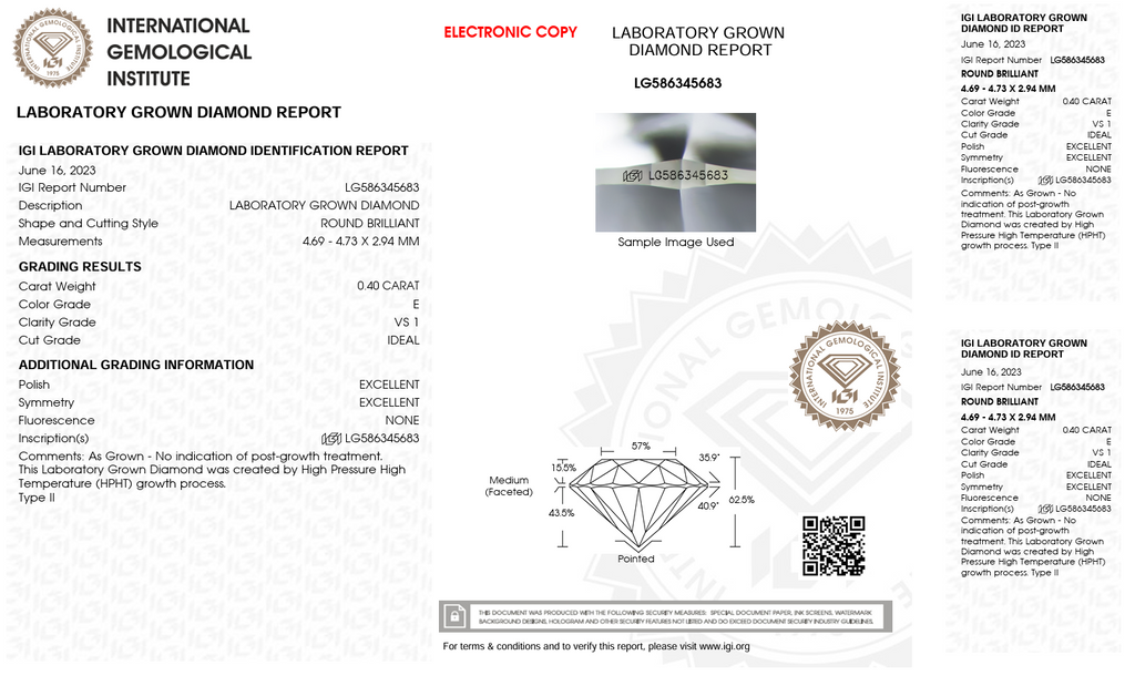0.40 Carat E Color Lab Grown Diamond – Round Brilliant | IGI Certified-Saleh Sallom