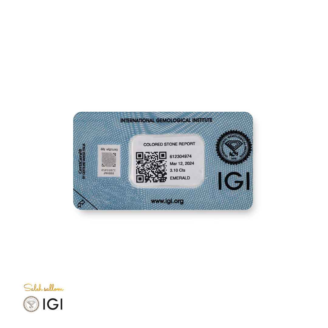 Natural Emerald – Certified by IGI | 3.10 Carats | Report No. 612304974