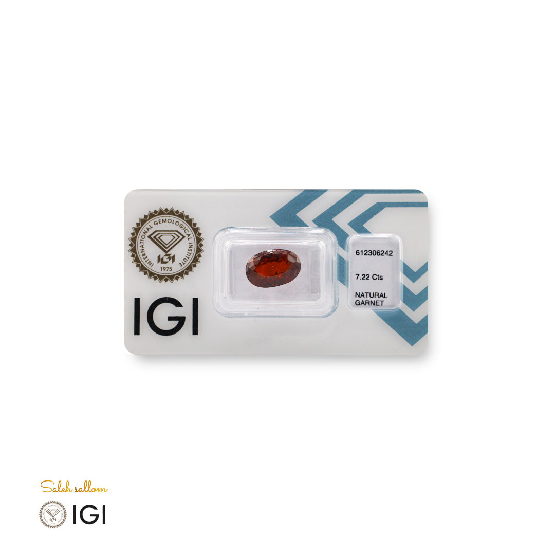 Natural Garnet – Certified by IGI | 7.22 Carats | Report No. 612306242