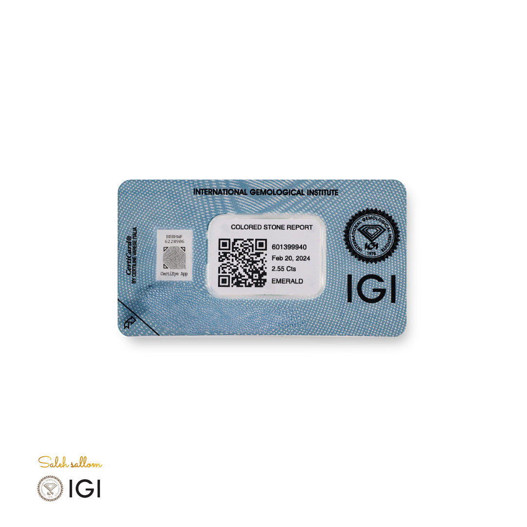 Natural Emerald – Certified by IGI | 2.55 Carats | Report No. 601399940