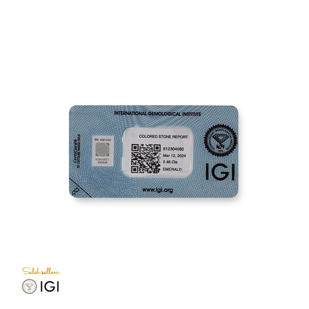 Natural Emerald – Certified by IGI | 2.46 Carats | Report No. 612304960