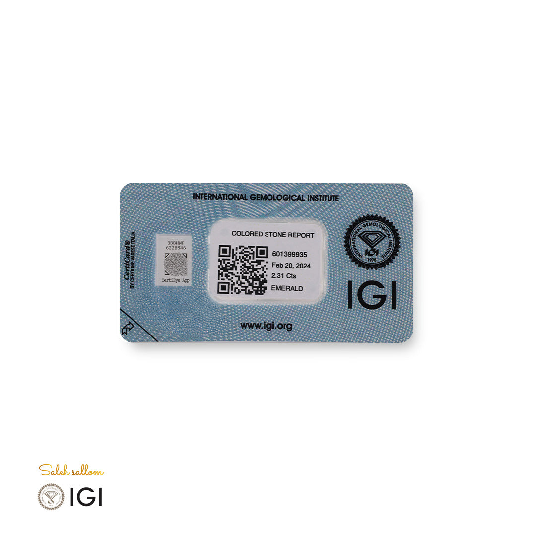 Natural Emerald – Certified by IGI | 2.31 Carats | Report No. 601399935