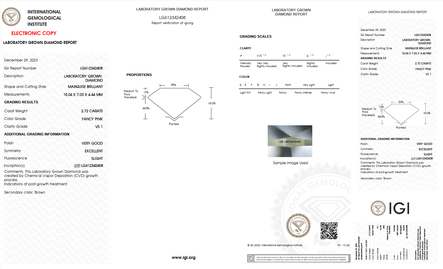 2.72 Carat Fancy Pink Laboratory Grown Diamond – Marquise Brilliant | VS1 Clarity | IGI Certified Secondary image