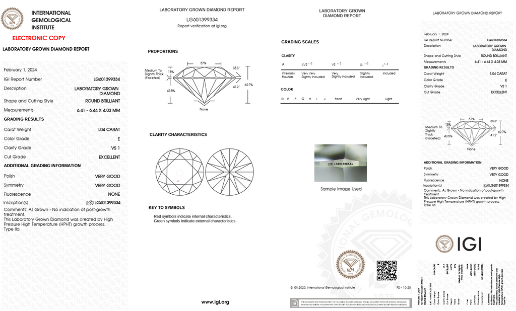 1.04 Carat E Color Lab Grown Diamond – Round Brilliant | IGI Certified-Saleh Sallom