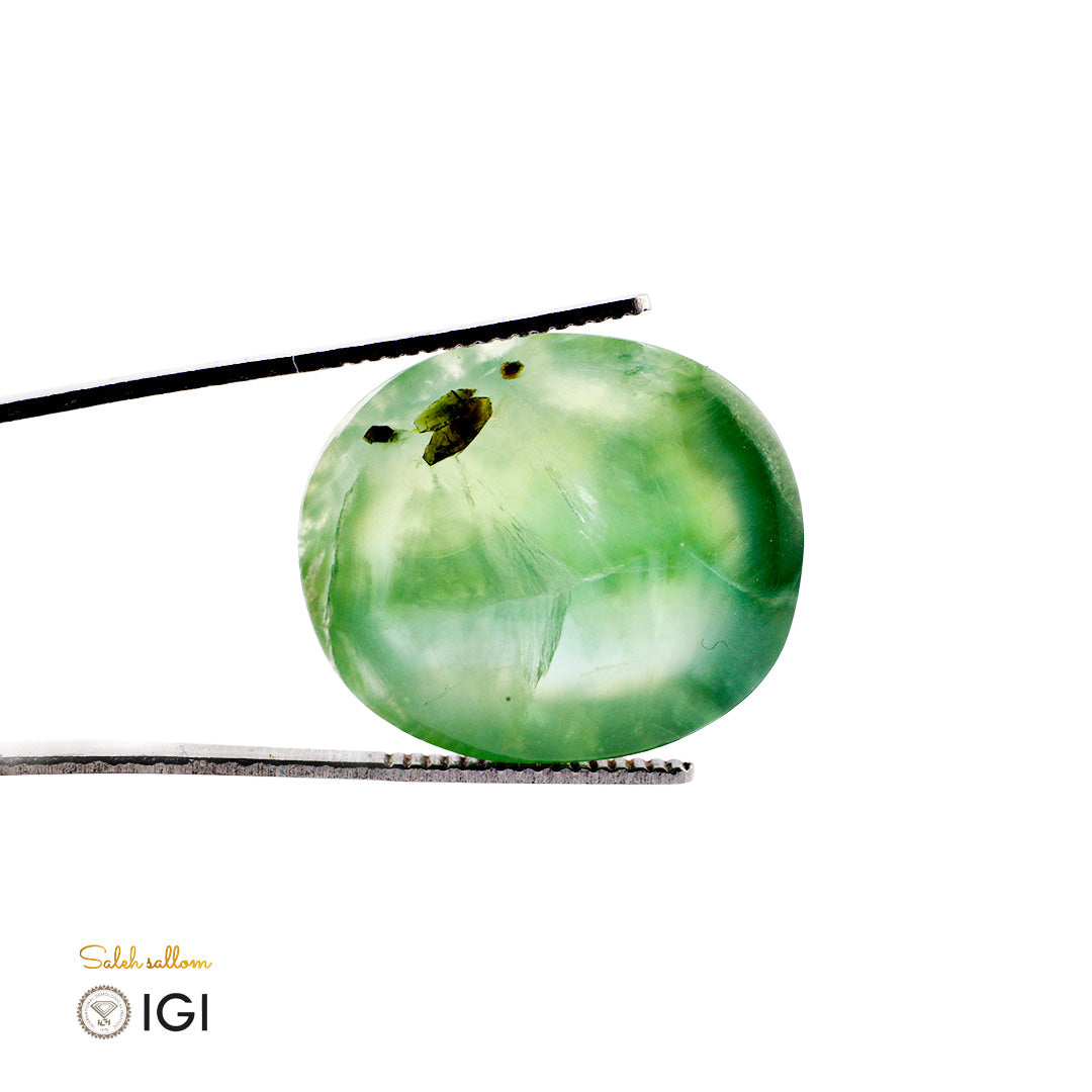 IGI Certified Natural Prehnite – Oval Cabochon Cut Main image
