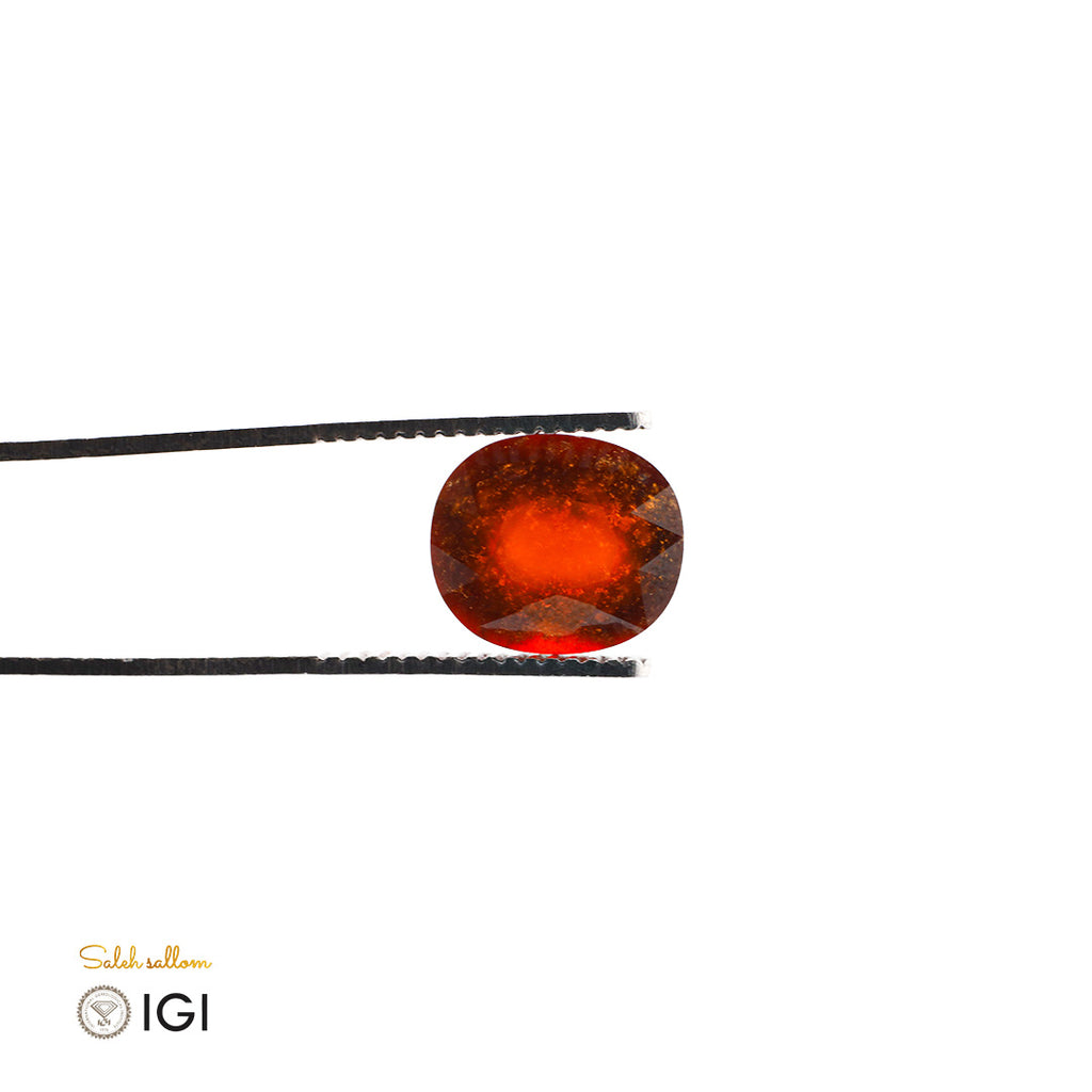 Natural Hessonite Garnet (Grossularite) – IGI Certified-Saleh Sallom