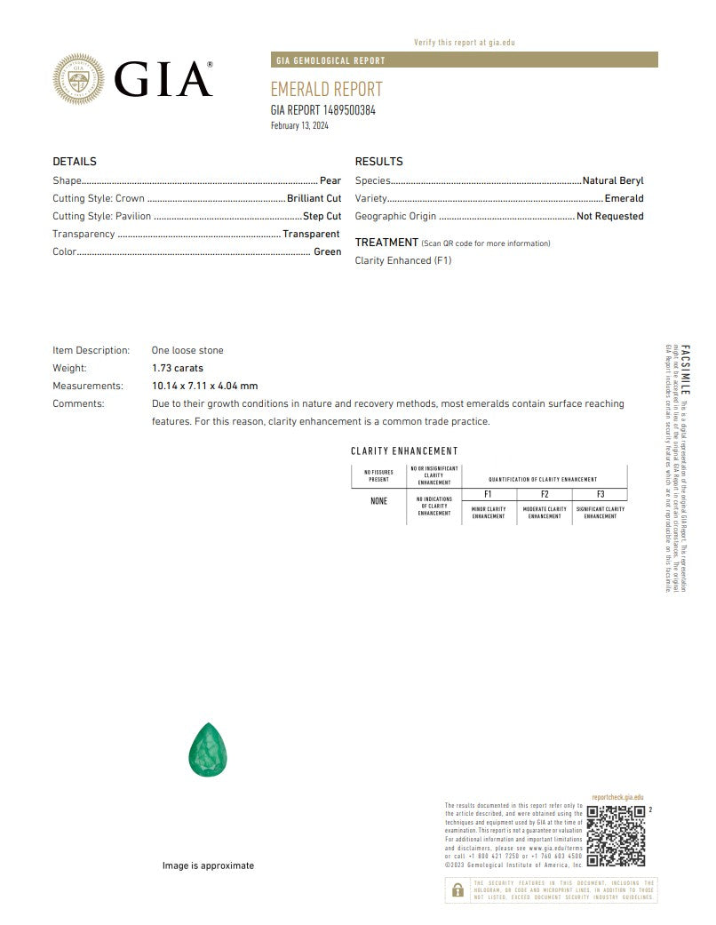 Natural Emerald – Certified by GIA | 1.73 Carats | Report No. 1489500384