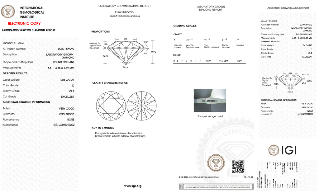 1.04 Carat D Color Lab Grown Diamond – Round Brilliant | IGI Certified-Saleh Sallom