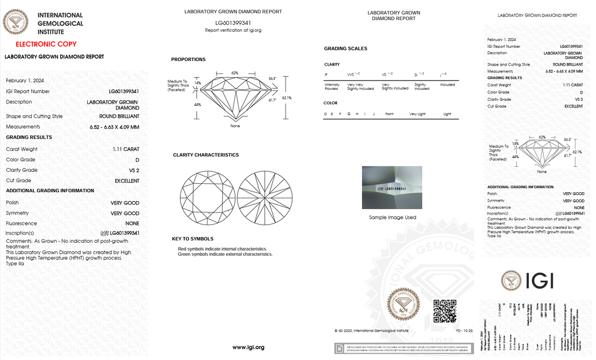 1.11 Carat D Color Lab Grown Diamond – Round Brilliant | IGI Certified-Saleh Sallom