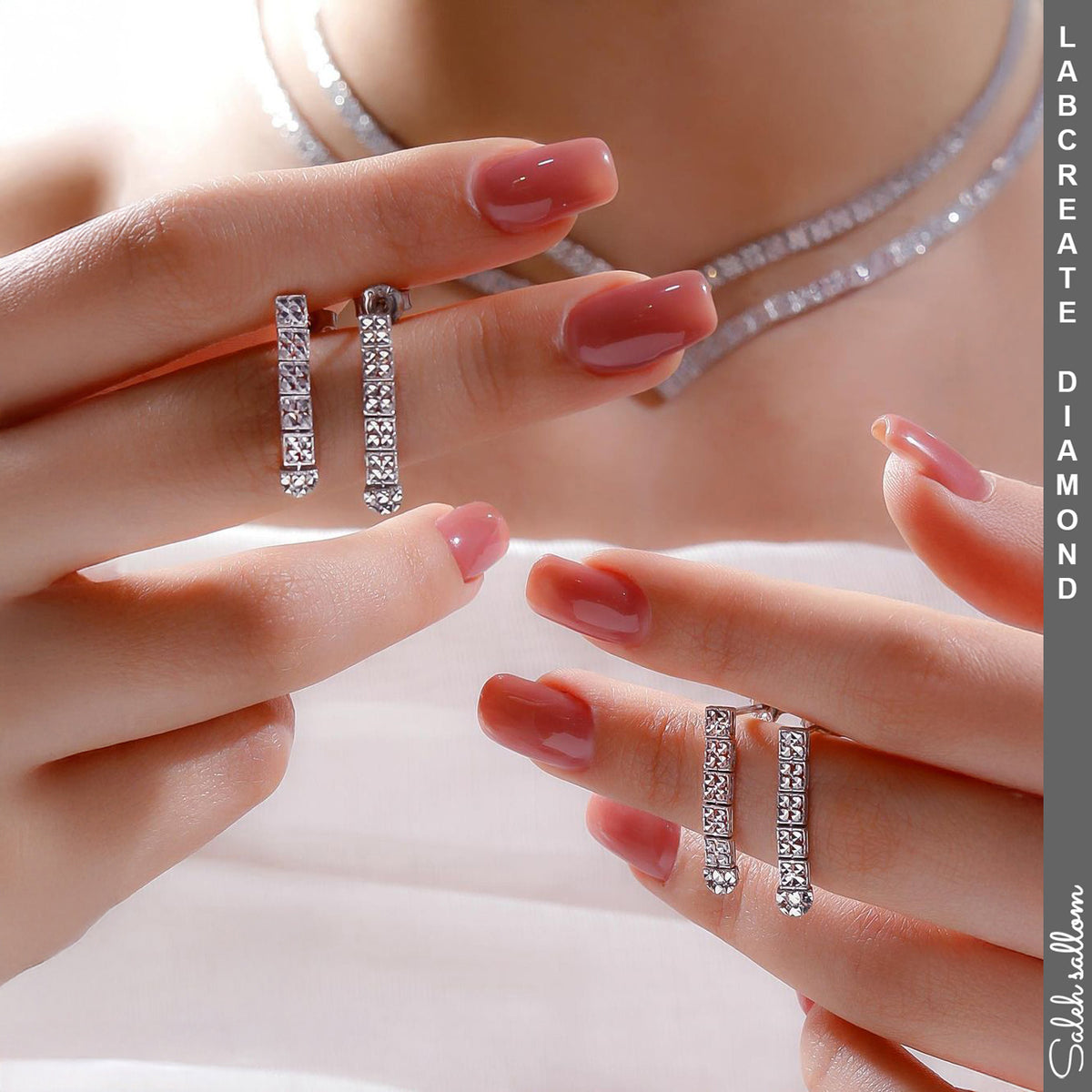 Saleh Sallom | Lab Created Diamonds  Earring and Necklace | 5CT