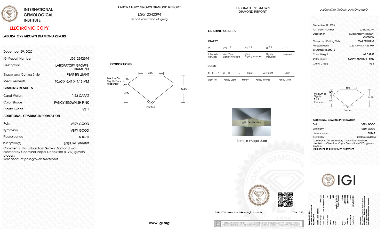 1.63 Carat Fancy Brownish Pink Lab Grown Diamond – Pear Brilliant | IGI Certified-Saleh Sallom Main image