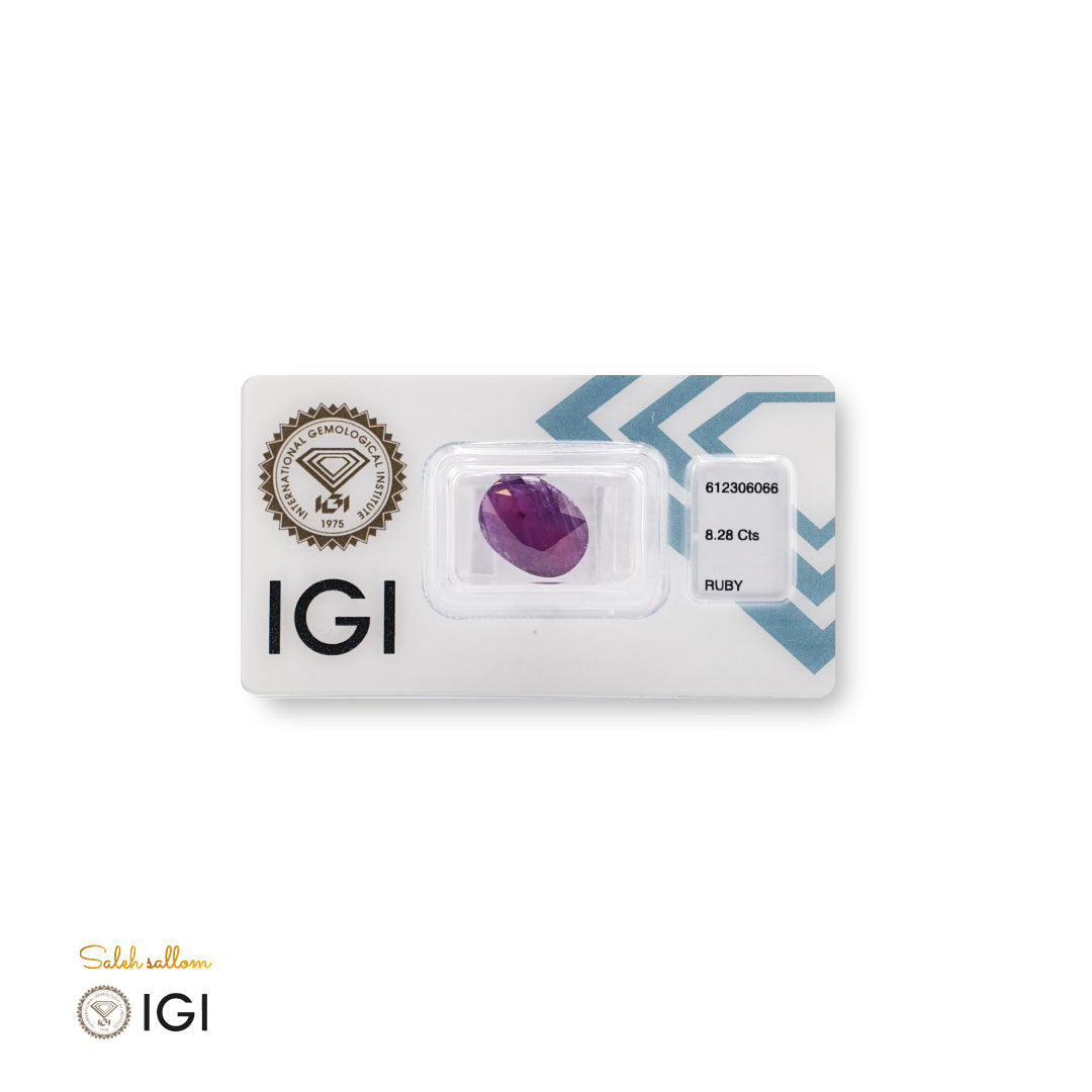 Natural Ruby – Certified by IGI | 8.28 Carats | Report No. 612306066