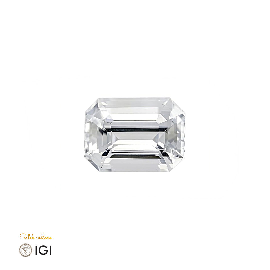 Laboratory Grown Colorless Sapphire – Certified by IGI | 4.98 Carats | Emerald Cut | Report No. 639402555
