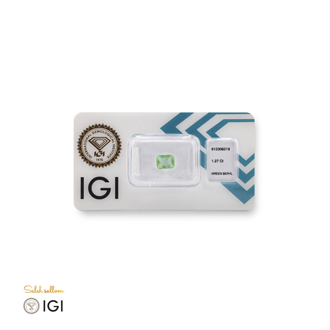 Natural Green Beryl – Certified by IGI | 1.27 Carats | Report No. 612306219