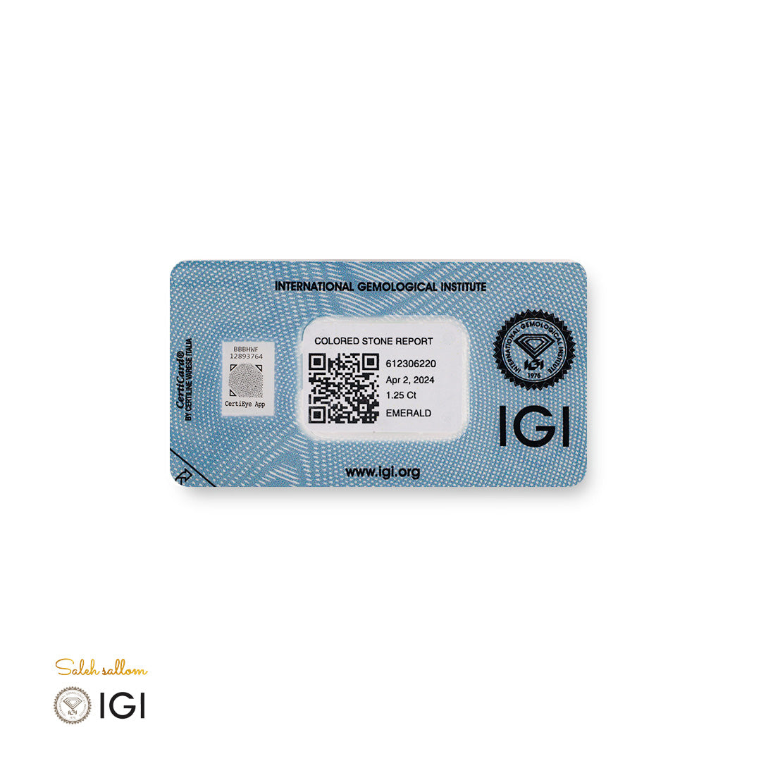 Natural Emerald – Certified by IGI | 1.25 Carats | Report No. 612306220
