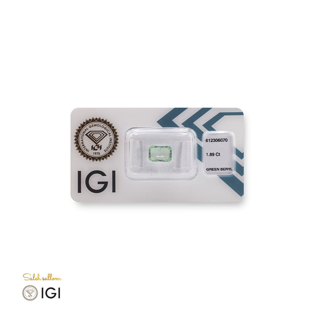 Natural Green Beryl – Certified by IGI | 1.89 Carats | Report No. 612306070