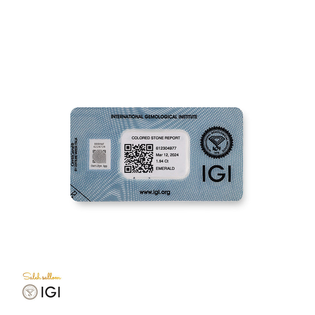 Natural Emerald – Certified by IGI | 1.94 Carats | Report No. 612304977