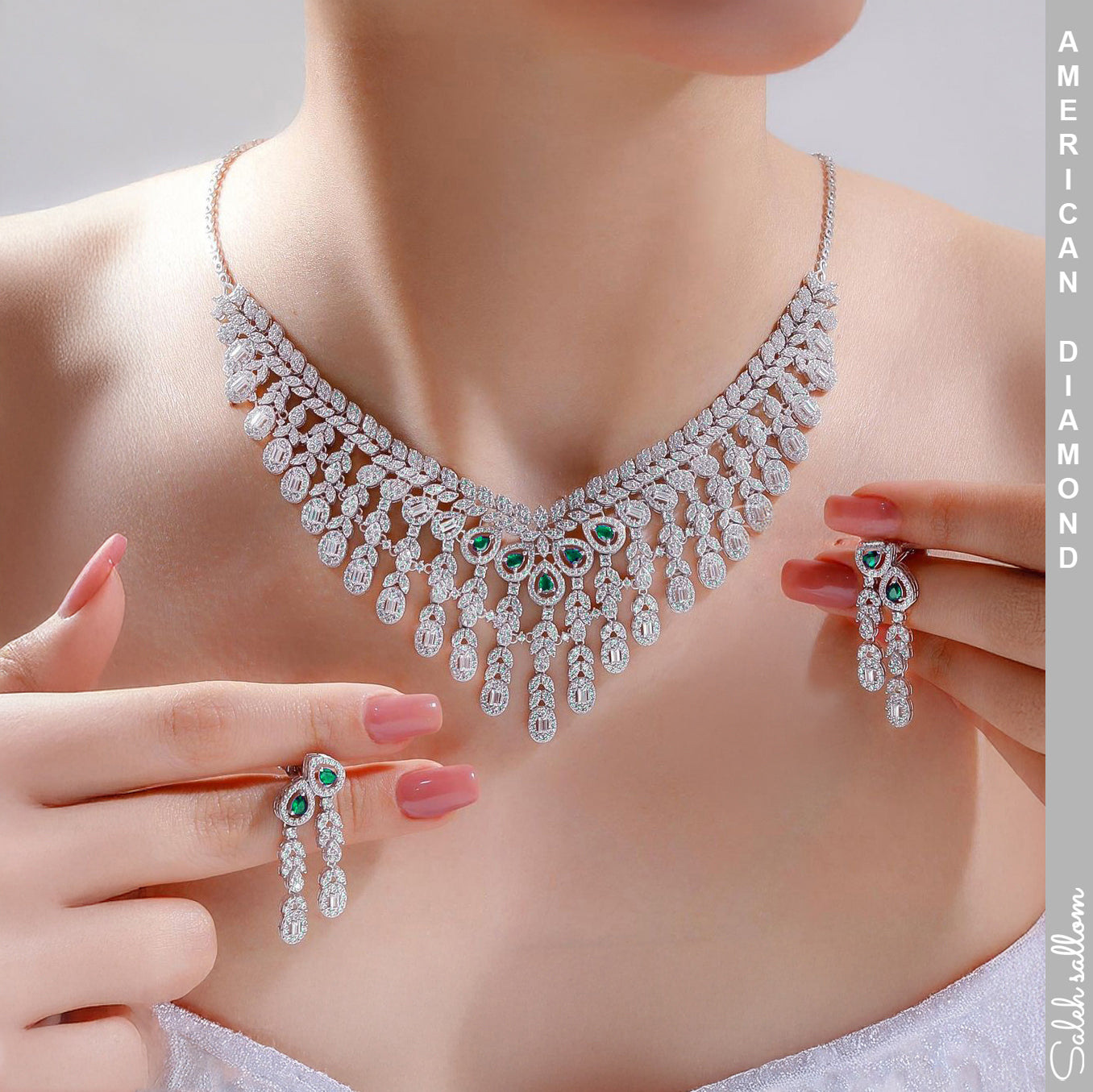 Silvarodium American Diamond Gemstone Necklace and Earring Set 10 CT
This exquisite American Diamond Necklace and Earring Set from Silvarodium combines elegance with intricate craftsmanship