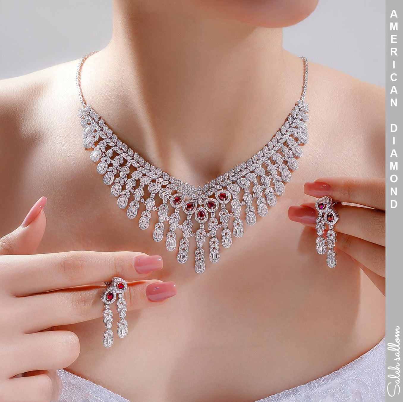 Silvarodium American Diamond Gemstone Necklace and Earring Set 10 CT

This exquisite American Diamond Necklace and Earring Set from Silvarodium combines elegance with intricate craftsmanship