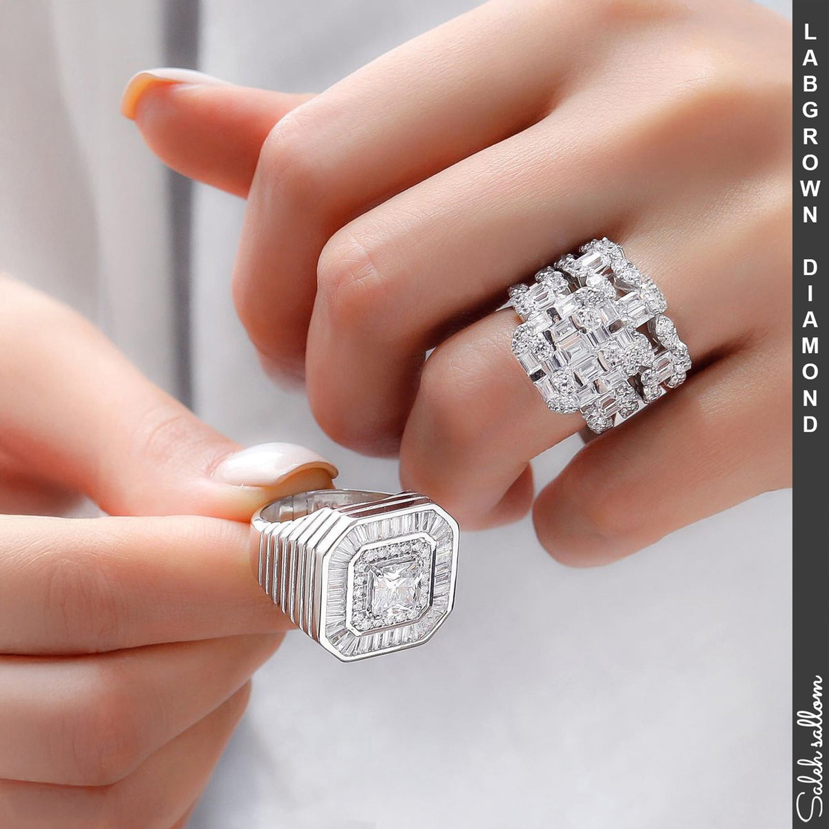 Saleh Sallom | Lab Grown Diamond Couple Rings  | 7.5 CT