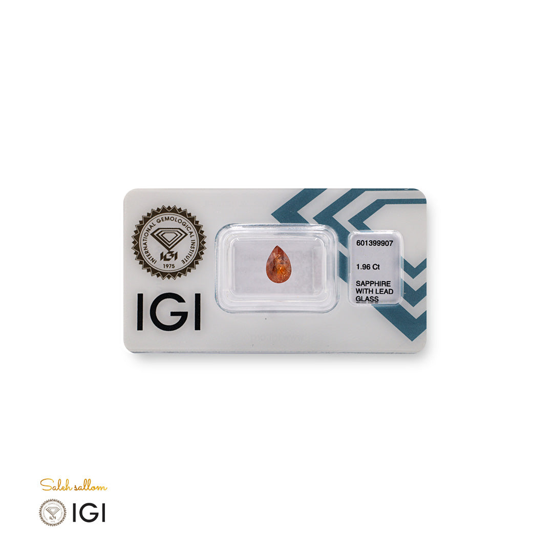 Orange Sapphire (Lead Glass-Filled) – Certified by IGI | 1.96 Carats | Report No. 601399907