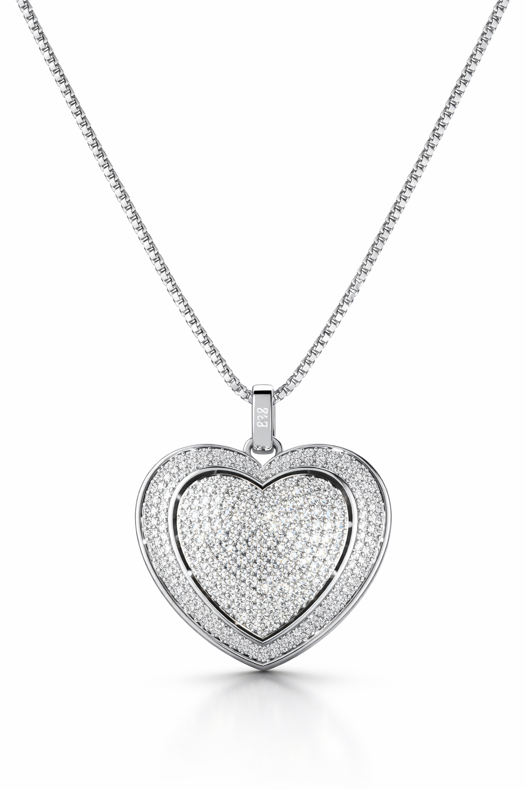 Pavé Heart American Diamond Pendant Necklace-Saleh Sallom