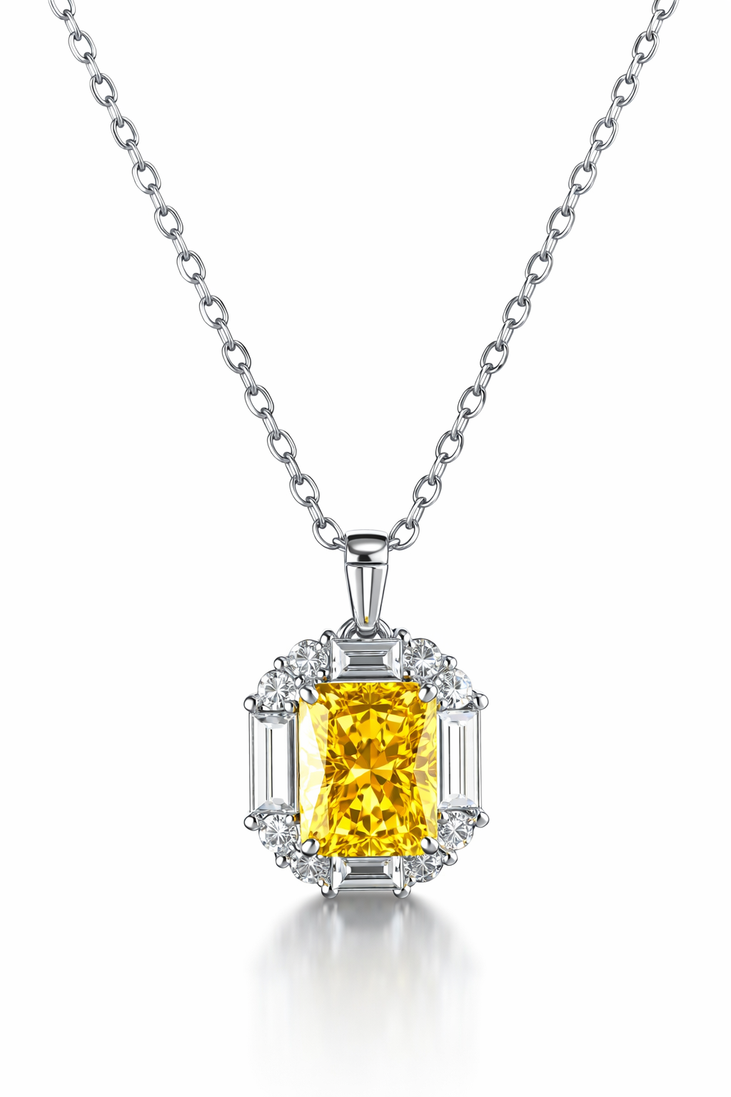 Radiant Fancy Yellow Emerald-Cut American Diamond Pendant-Saleh Sallom Main image