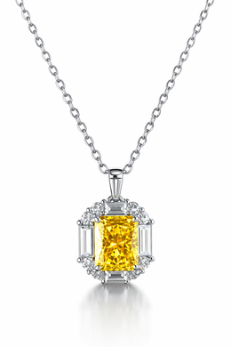Radiant Fancy Yellow Emerald-Cut American Diamond Pendant-Saleh Sallom