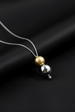 Dual Sphere Minimalist Pendant Necklace-Saleh Sallom