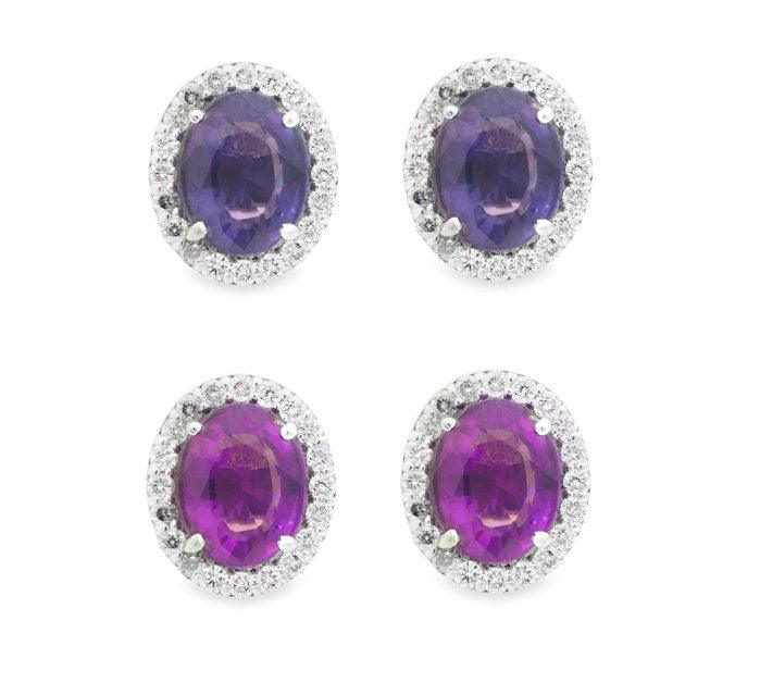 COLOR CHANGE SHAPPHIRE EARRINGS BY SALEH SALLOM | 6.34g 18K - 5.00 CT - Saleh Sallom