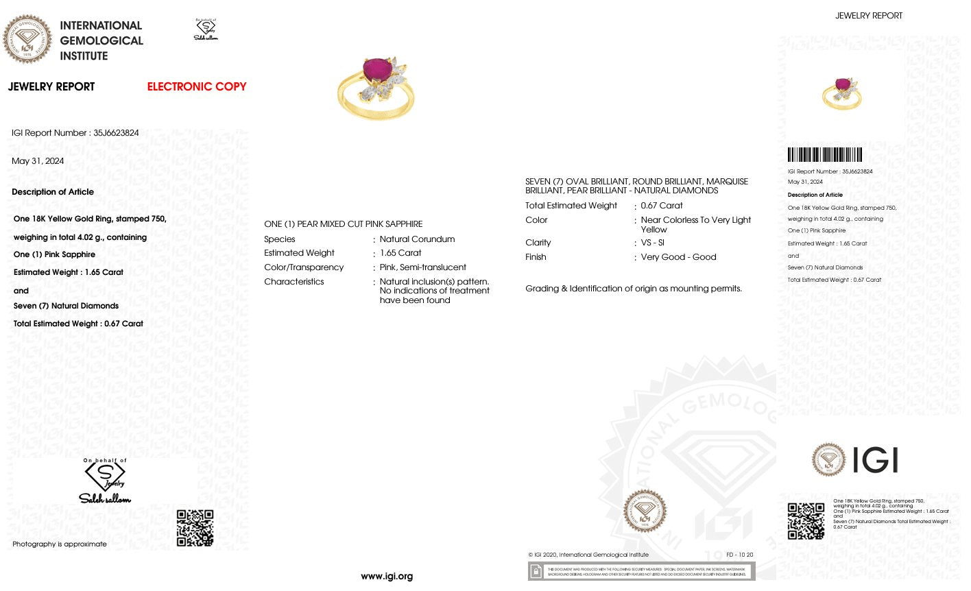 Diamond Ring Natural - By Saleh Sallom 18K - Saleh Sallom