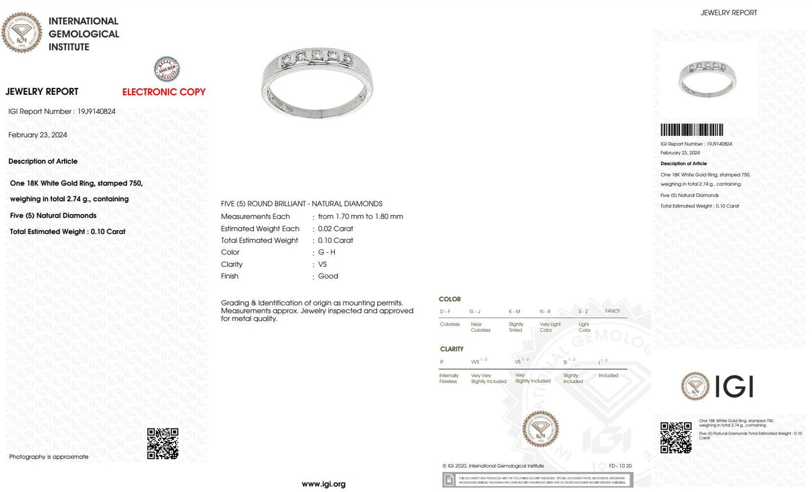 Diamond Ring Natural - By Saleh Sallom 2.74g Karat | 0.10 carat - Saleh Sallom