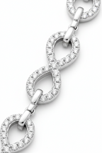 Infinity Link American Diamond Bracelet in Rhodium-Plated Sterling Silver-Saleh Sallom