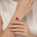 Pink Sapphire & Diamond Tennis Bracelet in 18K White Gold-Saleh Sallom