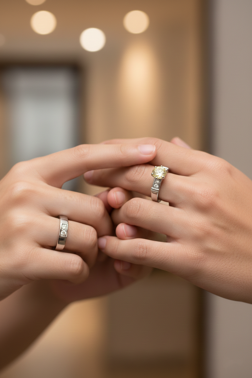 Radiant Harmony Natural Yellow Diamond Ring 18K White Gold with Natural Diamond Accents-Saleh Sallom