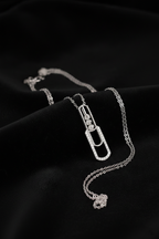 18K White Gold Diamond Link Pendant Necklace-Saleh Sallom