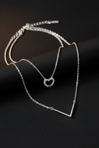 Natural Diamond Heart Necklace with Geometric Pendant-Saleh Sallom