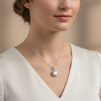 Round Brilliant Lab-Created Diamond Solitaire Pendant Necklace in 14K White Gold-Saleh Sallom