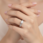 Diamond Bow Solitaire Ring in White Gold | 3.62 Carat | Pavé Split Band | Saleh Sallom-Saleh Sallom