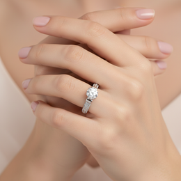 Diamond Bow Solitaire Ring in White Gold | 3.62 Carat | Pavé Split Band | Saleh Sallom-Saleh Sallom