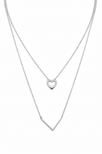Natural Diamond Heart Necklace with Geometric Pendant-Saleh Sallom