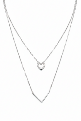 Natural Diamond Heart Necklace with Geometric Pendant-Saleh Sallom