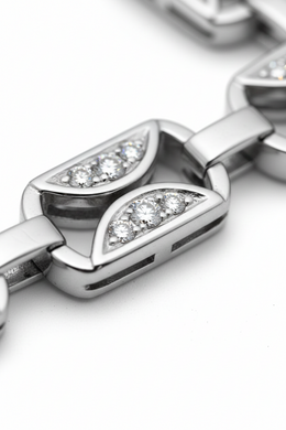 American Diamond Link Bracelet in Rhodium-Plated Sterling Silver-Saleh Sallom